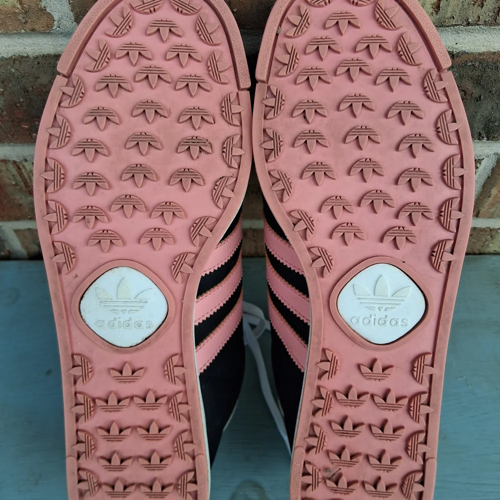 Adidas Samoa Trefoil Sneakers Black Pink Retro Trainers Women’s 8.5 Casual - Picture 7 of 12